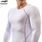TUNSECHY Brand Fashionable White Compression Tight Long-Sleeved T-Shirt Fashion Round Collar 3D Digital Printing T-Shirt