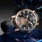 Reef Tiger Luxury Brand Mens Watches Rose Gold Black Dial Sapphire Glass Automatic Watches Brown Leather Strap Watch RGA1950