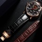Reef Tiger Luxury Brand Mens Watches Rose Gold Black Dial Sapphire Glass Automatic Watches Brown Leather Strap Watch RGA1950