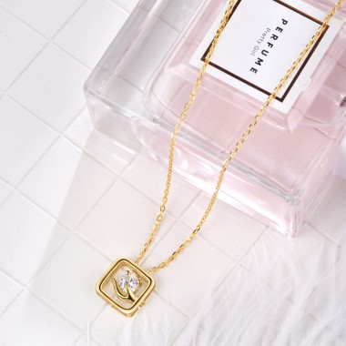 2019 Fashion Hot Sale Fashion 925 Sterling Silver Jewellery Crystal Pendant Necklace Women Girl Birthday Party Gift 