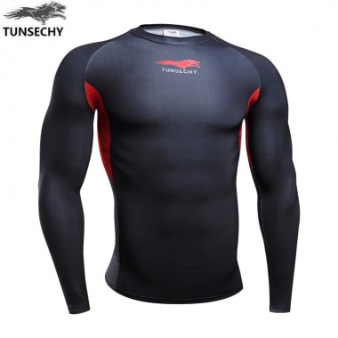 2018 TUNSECHY Fashion Men'S 3D Digital Printing Round Neck Long-Sleeved Breathable Compressed T-Shirt Wholesale And Retail
