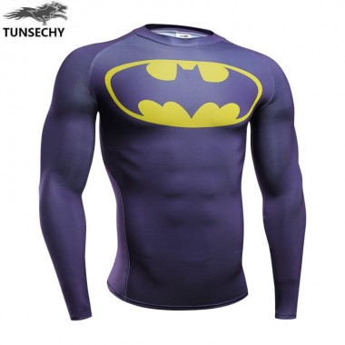 TUNSECHY 2018 Brand Summer Fashion Round Neck Long Sleeve T-Shirt Quick-Drying Compression Lycra T-Shirt XS - 4XL Free Shipping