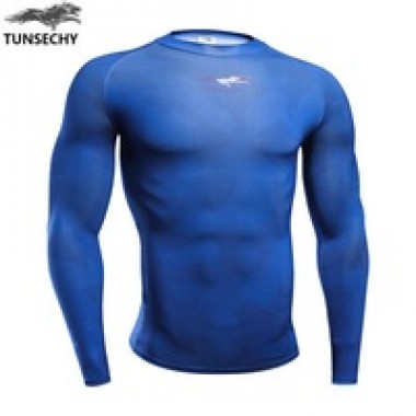 TUNSECHY Fashion Brand Men Round Collar Long-Sleeved T-Shirt Digital Printing Compression Tight T-Shirt Wholesale And Retail