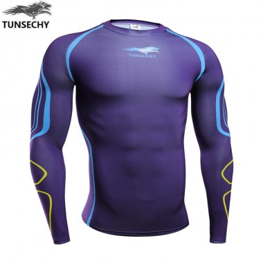TUNSECHY 2018 Men'S Clothing Fashion Digital Printing Compressed Long Sleeve T-Shirt Wholesale And Retail Free Transportation