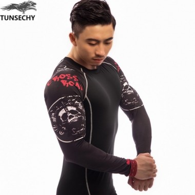 2018 TUNSECHY Fashion Brand Compression Tight T-Shirt Men Round Neck Long Sleeve T-Shirt Wholesale And Retail Free Shipping