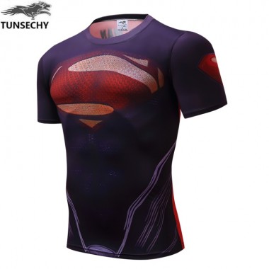 TUNSECHY 2018 Compression Superman Captain America Iron Man 3D Print T-Shirt Wholesale And Retail Superhero Free Transportation