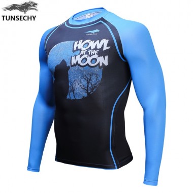 Wholesale And Retail Fashion Brand TUNSECHY Original Muscle Men Compression Tight T-Shirt Long Sleeves Movement Fitness T-Shirt