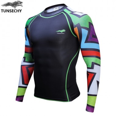 Digital Printing TUNSECHY Brand Long Sleeve T-Shirt, 2018 Hot Style Tight T-Shirts Of Wholesale And Retail Free Transportation