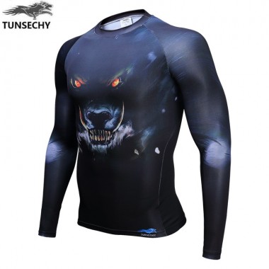 2018 TUNSECHY Brand Long Sleeve T-Shirt, 3D Digital Printing Quick Dry Breathable Compression T-Shirts Free Transportation