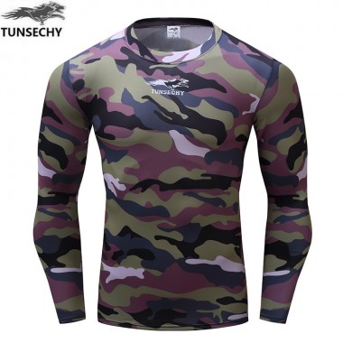 TUNSECHY Compression Long Sleeve Breathable Quick Dry T Shirts Bodybuilding Weight Lifting Base Layer Fitness Tight Tops T-Shirt