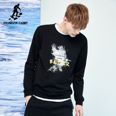 Pioneer Camp Thin Spring Sweatshirts Men Brand-Clothing Casual Printed Tracksuit Male Quality Fashion Hoodies Black AWY801244