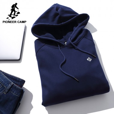 Pioneer Camp New Winter Thick Hooded Sweatshirt Men Brand Clothing Fleece Warm Hoodies Male 100% Cotton Tracksuit AWY702310