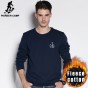 Pioneer Camp Autumn Winter Fashion Mens Hoodies Casual 100% Cotton Thicken Fleece Crewneck Hoodie Sweatshirt 405102