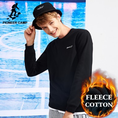 Pioneer Camp Casual Thicken Fleece Hoodies Men Brand Clothing Simple Winter Warm Sweatshirt Male Cotton Tracksuit AWY702296