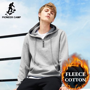 Pioneer Camp New Thicken Winter Hoodie Sweatshirt Men Brand-Clothing Casual Warm Fleece Tracksuit Male Quality Cotton AWY702308