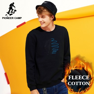 Pioneer Camp Soft Warm Fleece Sweatshirts Men Brand-Clothing Fashion Print Thick Winter Hoodies Male Quality Cotton AWY701327