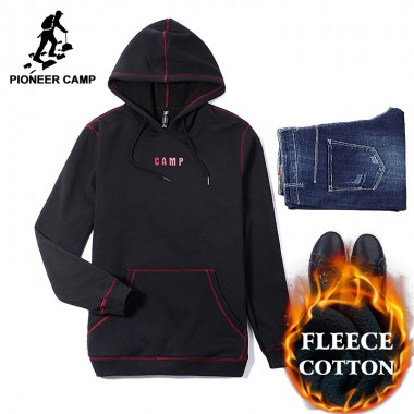 Pioneer Camp New Design Fashion Hooded Mens Sweatshirt Brand Clothing Thick Fleece Winter Hoodies For Male 100% Cotton AWY702364