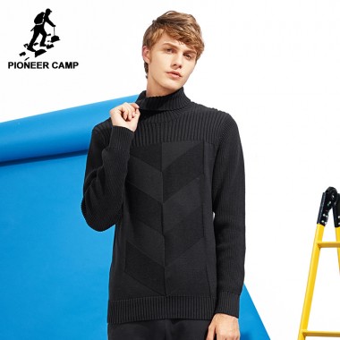 Pioneer Camp New Style Turtleneck Sweater Men Brand Clothing Fashion Autumn Winter Pullover Knitwear Double Collar AMS701376