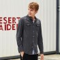 Pioneer Camp High Quality Casual Shirt Men Brand-Clothing Solid Grey Denim Shirt Male 100% Cotton Long Sleeve Autumn ACC701356