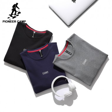 Pioneer Camp Thicken Autumn T-Shirt Men Brand Clothing Simple Comfortable T Shirt Male Top Quality Stretch Tshirt ACT702274
