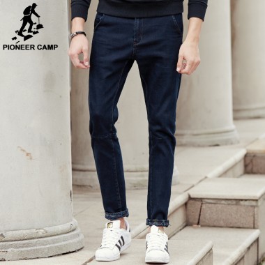 Pioneer Camp New Dark Blue Thick Jeans Men Brand Clothing Fashion Male Denim Pants Quality Autumn Winter Denim Trousers 611045