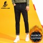 Pioneer Camp Winter Fleece Warm Jeans Men Brand Clothing Heavyweight Solid Black Thick Denim Pants Male Stretch ANZ710005