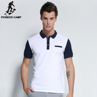 Pioneer Camp 2018 New Fashion Mens Polo Shirt Brand Clothing Casual Cotton Male Polos Breathable Top Quality Patchwork