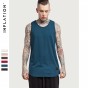 INFLATION 2017 Summer New Style Cotton Hip Hop Extra Long Longline Curved Hem Tank T Shirts 0058S17