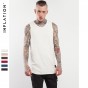 INFLATION 2017 Summer New Style Cotton Hip Hop Extra Long Longline Curved Hem Tank T Shirts 0058S17