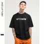 INFLATION 2018 New Arrivals Brand Clothes Chinese Printed Funny Black T-Shirt Cotton Tee Shirt Men 8260S