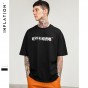 INFLATION 2018 New Arrivals Brand Clothes Chinese Printed Funny Black T-Shirt Cotton Tee Shirt Men 8260S