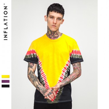 INFLATION Summer Mens T-Shirt Fashion 2018 Summer Tie-Dyed Short Sleeve T Shirt Streetwear Hip Hop Mens Clothing 8111S