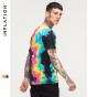 INFLATION 2018 Brand T Shirt Tie Dyed Short Sleeve Tees Rock Men T-Shirt Casual T-Shirt For Men Streetwear New Summer 8102S