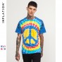 INFLATION 2018 New Arrival Tie Dyed Rock And Roll Punk Style Fashion T-Shirt Short Sleeve Top Tees For Women 8104S