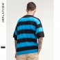 INFLATION 2018 Spring Summer Mens Short Sleeve Knitted Striped Male Fashion Streetwear Mens Sweater Brand Clothing 8167S
