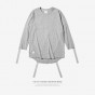 INFLATION 2017 Autumn Mens Streetwear T-Shirts Raw Edge Organic Cotton Printing Ribbon Highstreet Long Sleeve T-Shirt Men 063W17
