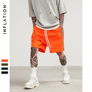 INFLATION 2018 Mens Sportswear Shorts Stripe Side Contrast Color Letter Printing Highstreet Vintage Men Short Sweatpants 8409S