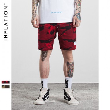INFLATION 2017 Men'S Hightstreet Casual Shorts Bamboo Cotton Men Summer Shorts Red Camouflage Hip Hop Shorts