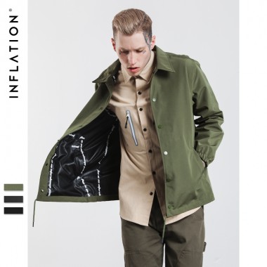 INFLATION 2017 Autumn Casual Adhesive Clothing Solid High Street Windbreaker Jacket Men Streetwear Brand-Clothing Coat 268W17