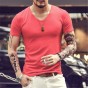 Mens T-Shirt Slim Fit V-Neck Men Short Sleeve Cotton Tshirt Casual Tee Tops Mens T Shirt Brand Clothing 2018 T Shirt Homme