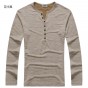 New Men Henley Shirt 2018 New Tee Tops Long Sleeve Stylish Slim Fit T-Shirt Button Placket Casual Men Outwears Popular Design