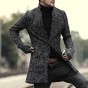 2017 Men Autumn Winter New Black Gray Mixed Color Coarse Cardigan Men Slim Fashion Cotton European Style Long Coat Brand Design