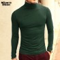 2018 Autumn And Spring New Clothes Men'S Solid Color Bottoming Shirt Slim Stretch Lycra Cotton Long-Sleeved High-Necked T-Shirt