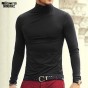 2018 Autumn And Spring New Clothes Men'S Solid Color Bottoming Shirt Slim Stretch Lycra Cotton Long-Sleeved High-Necked T-Shirt