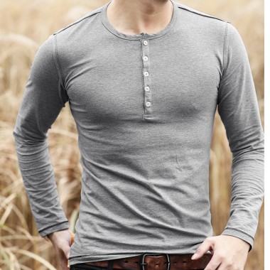 Men T Shirts Long Sleeve Slim Tee Shirt Cotton Casual O Neck Basic Tops Male Cool Stylish Henry Quick Dry Designer Clothes