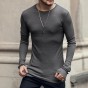 2018 Men Autumn Winter New Cotton Thread Long Sleeve T Shirt Men Solid Color Casual Bottom Slim Fashion European Style T Shirt