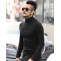 Mens Black Wool Turtleneck Sweater Slim Fit Solid Men Knit Cashmere Pullovers And Sweaters