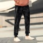 2018 Men New Winter Slim Vertical Velvet Sweatpants Metrosexual Men Leisure Fashion Soft Striped Long Pants Trousers Fashion