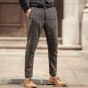 2018 New Metrosexual Men Winter European Style Plaid Slim Stretch Woolen Casual Trousers Men Business Brand Fashion Long Pants