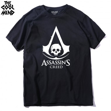 THE COOLMIND Top Quality Cotton Men T-Shirt Short Sleeve Tshirt Casual Fashion Tee Shirt Men Assassins Creed Print T Shirt T01